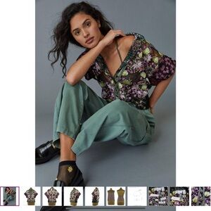 Byron Lars Black Lace Buttondown Blouse